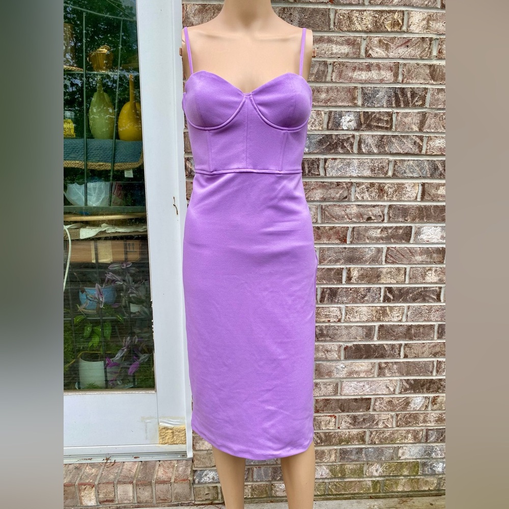 Zara Corset Style Lavender Light Purple Midi Bustier Dress - Picture 4 of 15